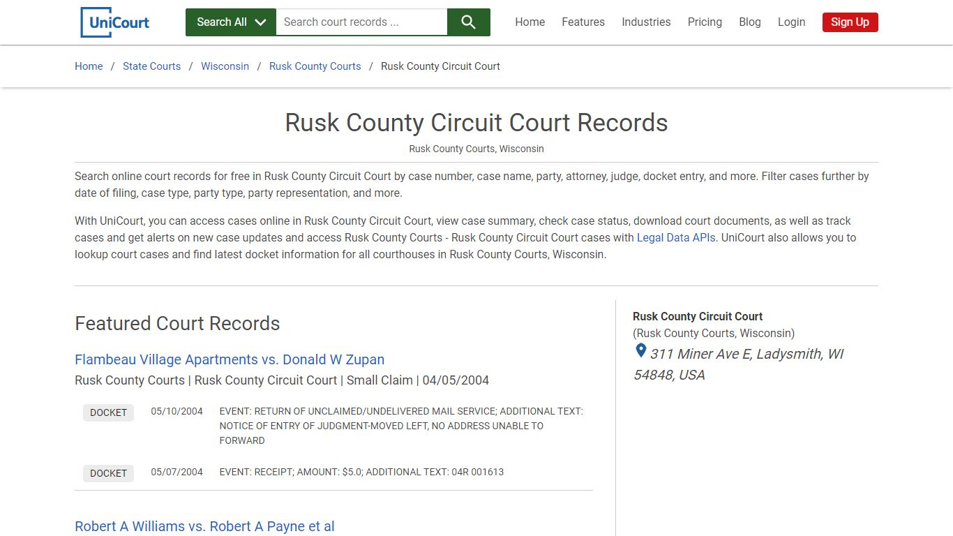 Rusk County Circuit Court Records | Rusk | UniCourt