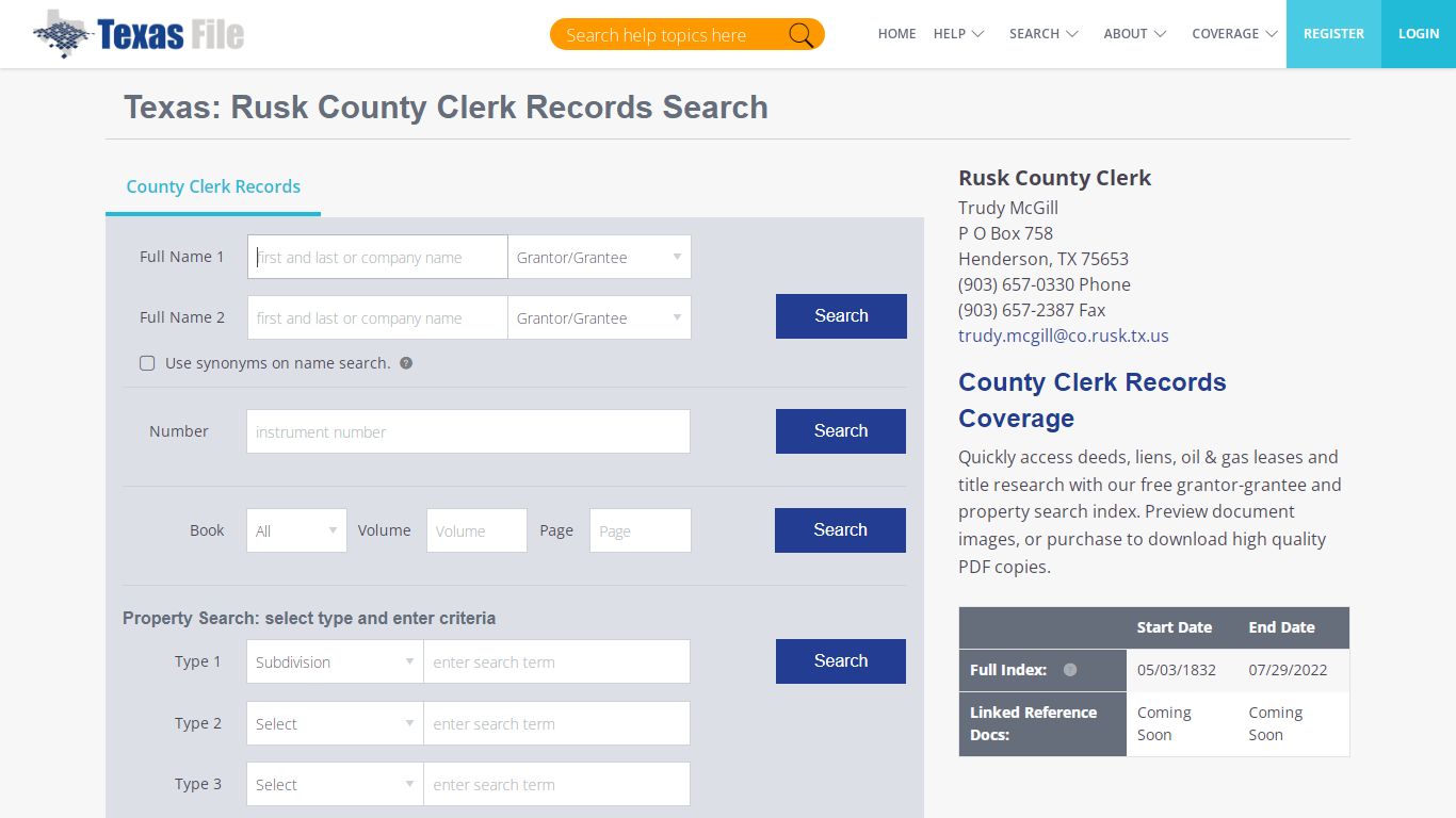 Rusk County Clerk Records Search | TexasFile